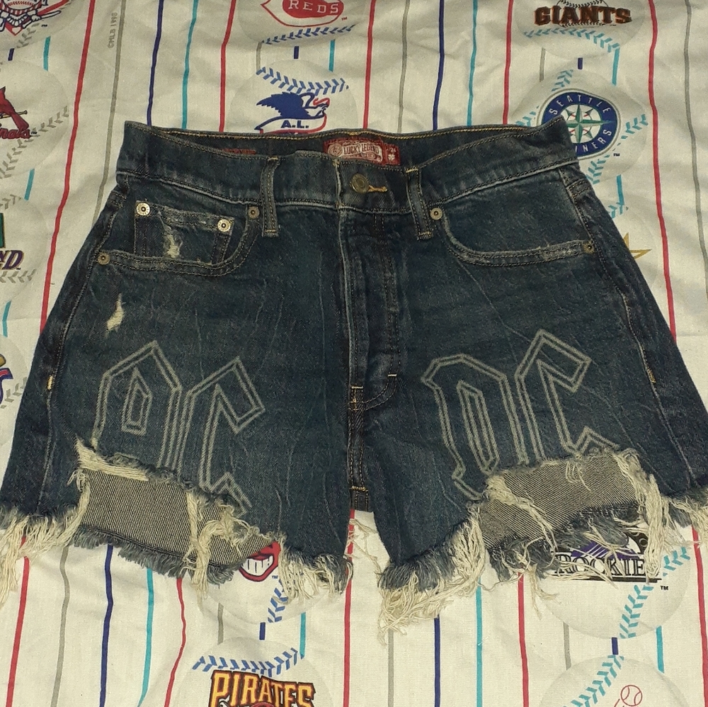 AC/DC Lucky Brand Mom High Rise Denim Blue Jean Shorts ACDC AC DC